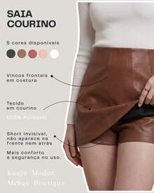 Women's Short Skirt, Faux Leather, High Waist, Cutouts, Night Party, Saint John's Day - 鏽棕色 - 查看 6