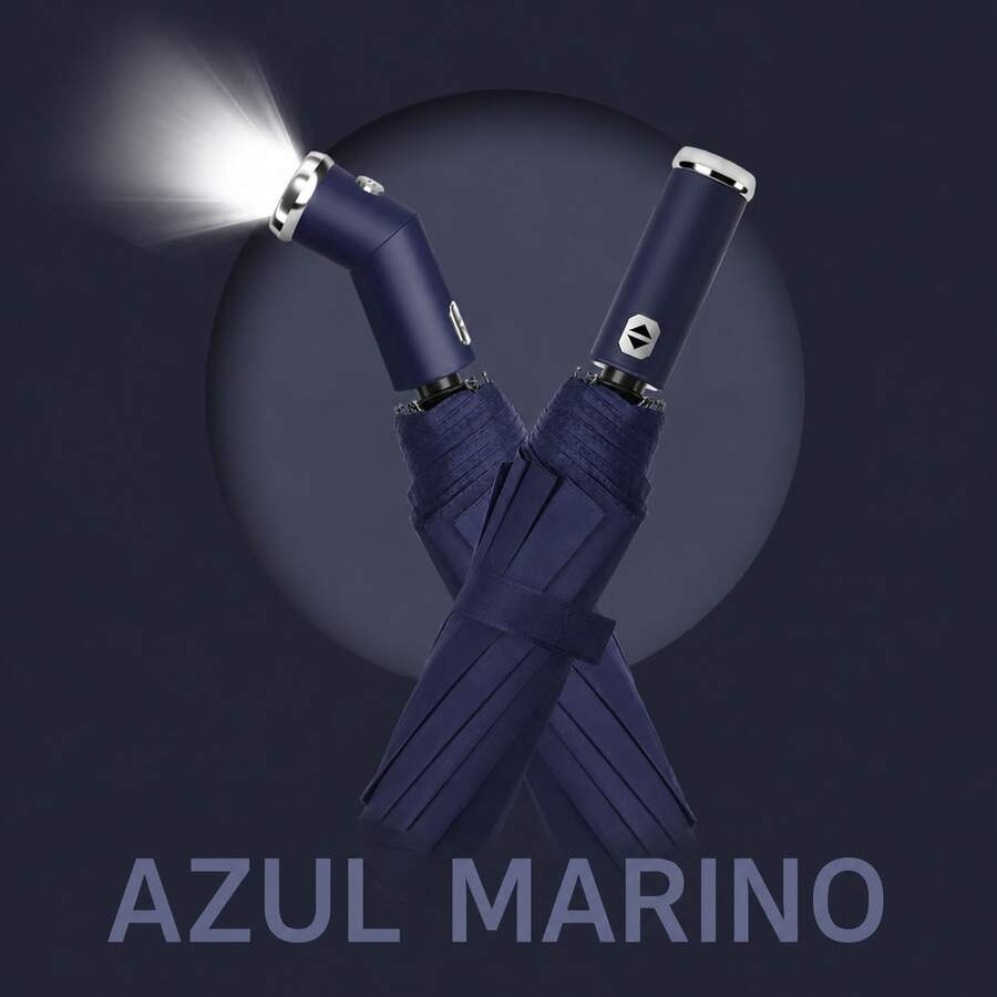 Automatic Umbrella With LED Light And UV Protection, Foldable And Windproof For Sun And Rain - Blue - View 1