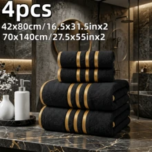 Bộ 4 món - 2 khăn tay và 2 khăn tắm, khăn và áo choàng tắm 300GSM, bộ sản phẩm cao cấp, bộ quà tặng khăn tắm và áo choàng tắm sang trọng, chất liệu polyester satin lông cừu san hô dày dặn, nhanh khô và thấm hút tốt, mềm mại và thân thiện với da, kích thước 42cmx80cm + 70cmx140cm - Nhiều màu - Xem 1