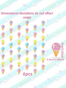 6件套冰淇淋主题生日派对装饰，粉彩横幅，适用于糖果乐园冰淇淋主题生日派对、婴儿派对、婚礼派对等场合。 - 多色 - 查看 7