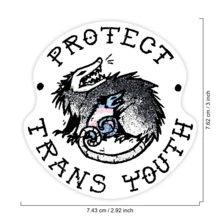1PC Protect Trans Youth Vinyl Sticker, Cute Opossum Quote Decal With Soft Pastel Illustration And Supportive Message, Waterproof Decorative Sticker For Laptop, Water Bottle, Notebook, Journal, Phone Case And Tumbler Decor - S2158 - View 2
