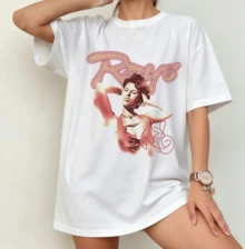 Raye Neon Signature Portrait T-Shirt | 2026 European Tour Oversize Fan Shirt White - White - View 10