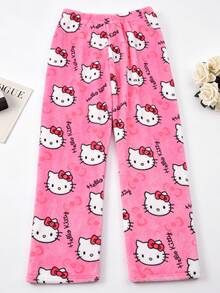 Hello Kitty 1pc Officially Licensed Cute Plush Pajama Pants, Medium Thickness, Suitable For Spring, Autumn And Winter, Soft And Comfortable, Suitable For All Ages, Ideal For Sleeping Or Resting, Also A Perfect Gift For Holidays, Birthdays, Back To School Season, Christmas - Pink - View 12