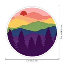 1 pièce Autocollant vinyle de montagne arc-en-ciel, décalcomanie paysage coucher de soleil coloré et silhouette de forêt, style nature extérieure, imperméable, pour ordinateur portable, bouteille d'eau, cahier, journal, coque de téléphone, tasse et décoration de planner - S2144 - Voir 2