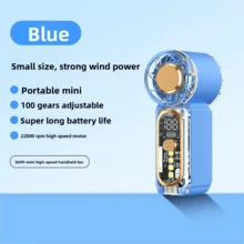 1件迷你風扇附LED顯示螢幕，便攜口袋風扇，USB充電式，適合戶外、學生、辦公室、化妝、運動使用 - 彩色 - 查看 11