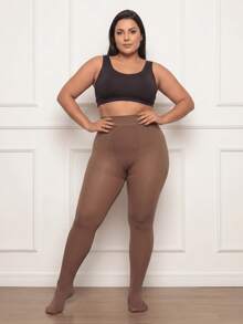 Plus Size Translucent Brown Stockings - Mocha Brown - View 5