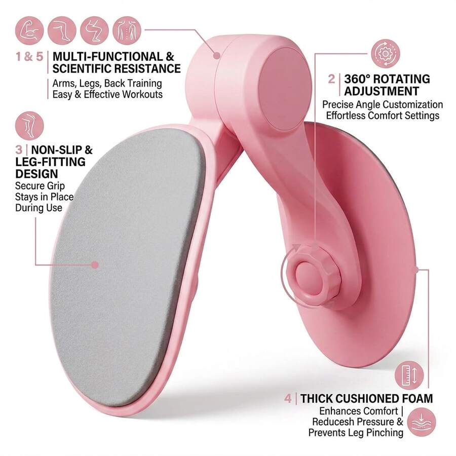 Pelvic Floor Muscle Trainer, Yoga Leg Exerciser, Postpartum Recovery Fitness Tool, No Electricity, No Battery, Suitable For Tightening And Slimming Abdomen And Legs - Light Purple And Pink