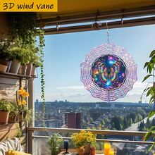 1件3D“宇宙中翩翩起舞的彩色蝴蝶”装饰艺术品,10英寸*10英寸,带旋转挂钩,360° DIY创意风力驱动动态家居花园装饰(不含吊坠),款式随机 - 多色 - 查看 7