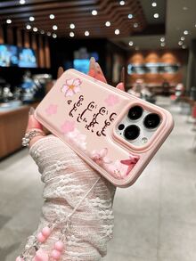一套花卉图案手机壳，带蝴蝶结挂绳，柔软TPU防震全包手机保护套，兼容 17/17 Air/17 Pro/17 Pro Max/16/16 Plus/16 Pro/16 Pro Max/15/14 Plus/13/12/11，加厚防刮皮革纹理手机壳 - 粉色 - 查看 5