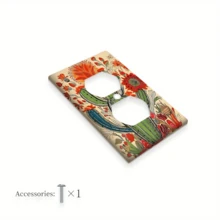 1pc 1-Gang/2-Gang Decorative Power Socket Plate With Succulent Cactus Floral Design, Wall-Mounted Light Switch Socket Cover Suitable For Rustic Bedroom Decor - Multicolor - View 11