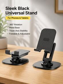 360° Rotatable Slouchy Smartphone Holder, Adjustable Hands-Free Phone Stand For Bed, Desktop - Black - View 2
