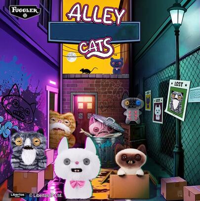 ZURU Móc khóa Fuggler Alley Cats Series, Móc khóa hình quái vật xấu xí ngộ nghĩnh 4,5 inch, Chất liệu vải nhung mềm mại theo chủ đề nhân vật (Nhiều màu)