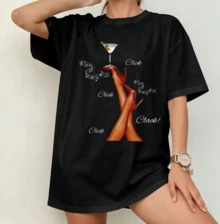 Raye Click Clack Cocktail Print T-Shirt | 2026 European Tour Oversize Fan Shirt Black - Black - View 10