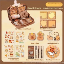 Heavyweight! Water Vole Stationery Pencil Case Gift Set, Large Capacity Flip-Top Wide-Mouth Pencil Box, Stationery Pencil Case For Student Daily Use, Cute Water Vole Stationery Full Set, Back To School Stationery Gift Set All-In-One Pencil Case, Waterproof And Dirt-Resistant Pencil Case, Elementary School Student Gift Set. The Pencil Case Can Be Freely Decorated. - Kapibala Pencil Case Set - View 14