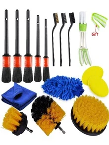 1 Set 18pcs Car Washing Tool Kit, Detail Brush, Electric Drill Brush, Wheel Brush Set - A - View 1