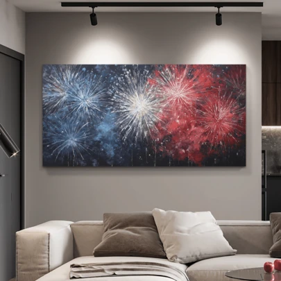 1pc Vintage Wall Art Poster, 4th Of July Fireworks Art, Patriotic Night Sky Painting, 4th Of July Fireworks Wall Print, American Independence Day Decor | Fourth Of July Decorations | Independence Day Artwork, Patriotic Wall Art, Framed Or Unframed, Room Decor, Home Decor, Ideal Housewarming Gift, College Dorm Apartment Decor, Gifts For Wall Decoration In Hotel, Home, Living Room, Bedroom, Bathroom And Office