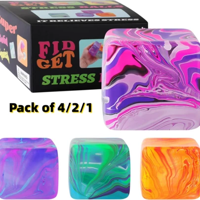4pcs/2pcs/1pc Soft Stress Relief Toys, Squeeze Ball, Malt Squeeze Toy, Slow Rebound Stress Ball, Stress Relief Cube, Basket Filler And Classroom Rewards