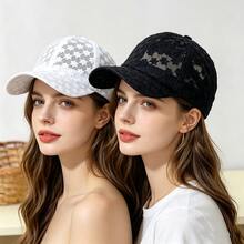 Mũ lưỡi trai nữ mùa hè chống nắng thời trang ren khoét lỗ họa tiết hoa - Nhiều màu - Xem 1