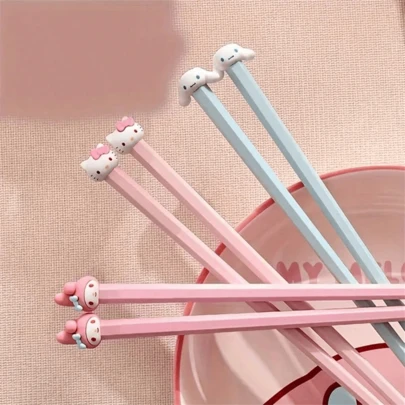  1 đôi / 3 đôi đũa hoạt hình Sanrio, đũa hình Hello Kitty / Cinnamoroll / My Melody 3D, bộ đồ ăn dễ thương kiểu INS, đũa nhựa chống trượt, bộ dao nĩa xách tay cho học sinh, đũa ăn nữ tính, bộ đồ ăn gia đình, dụng cụ nhà bếp, bộ đồ ăn ký túc xá sinh viên, bộ dao nĩa du lịch xách tay, bộ đồ ăn hoạt hình đáng yêu