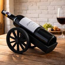 Suporte de Vinho Decorativo Vintage Rústico Estilo Roda Antiga - Preto - Visão 3