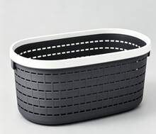 HOMYGO-Cestas organizadoras de plástico estilo mimbre en blanco/gris/gris oscuro, disponibles en 3 tamaños: 24.5*17*12.5cm para escritorio y baño, 30*21*13.5cm con asa para uso doméstico, y 37*26*15cm para ropa de dormitorio y almacenamiento en el baño. - Gris Oscuro - Ver 2