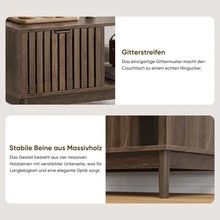 80cm Coffee Table, Mid-Century Modern Style, Living Room Side Table, Grid Structure With One Drawer, Open Shelves And Solid Wood Legs, Walnut Color. - 胡桃木色 - 查看 5