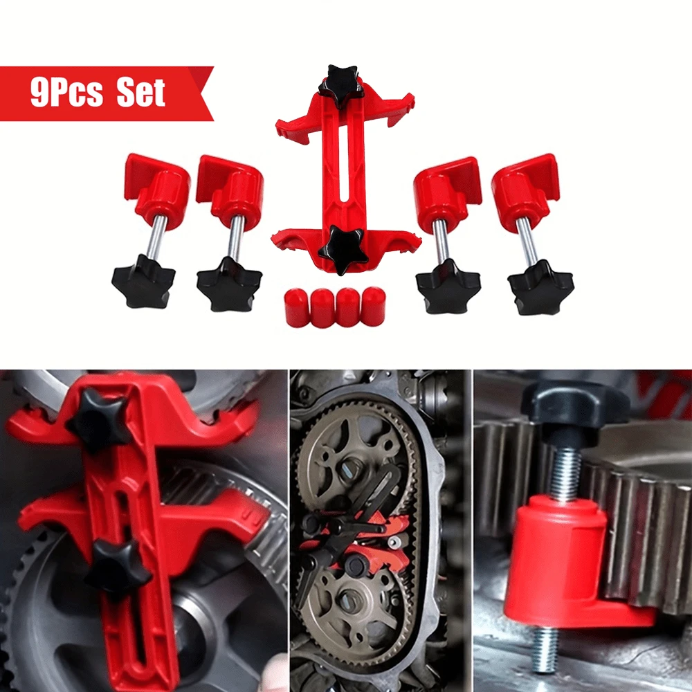 Kit de herramientas universales de 9 piezas para bloqueo de árbol de levas, Retenedor de bloqueo de sincronización del motor del automóvil, Fijador de sincronización duradero, Adecuado para herramienta de bloqueo de sincronización del motor del automóvil - A - Añade 3
