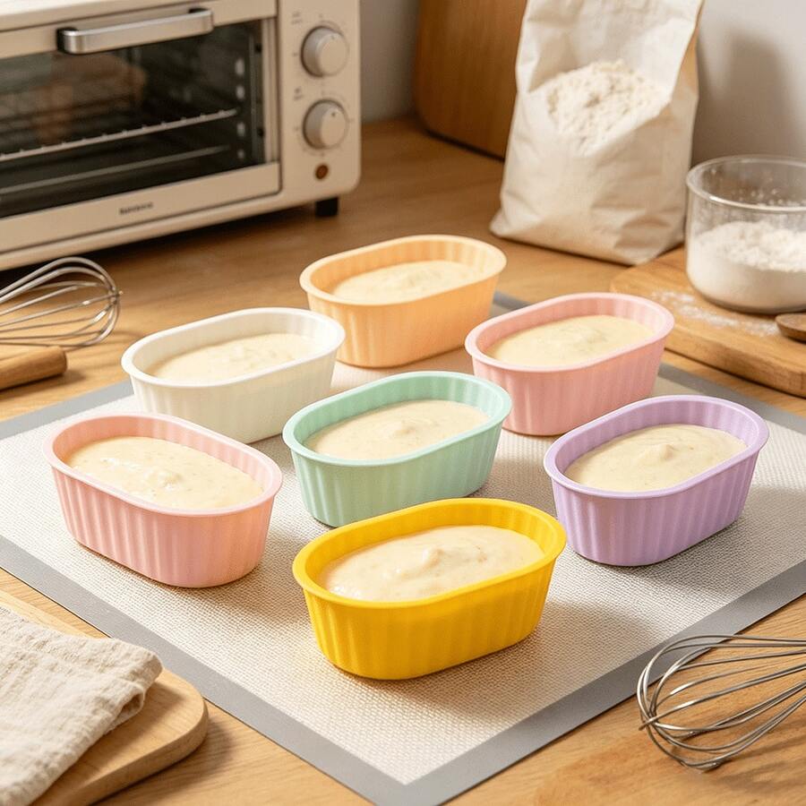 6pcs Air Fryer Baking Cups - Premium Silicone Mold Cups - Non-Stick Baking Tray Set, Perfect For Eggs, Pancakes, Cupcakes, Pudding, Tarts, Custard And More! - View 1