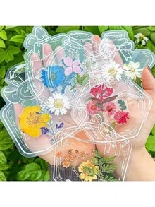 100/80/60/40/20 chiếc Dấu trang hoa khô cánh non trong suốt, Dấu trang hoa thủ công, Dấu trang tự làm, Dấu trang dán hoa khô sáng tạo, Lưu giữ kỷ niệm, dấu ấn của mùa xuân, mùa hè và mùa thu. - Nhiều màu - Xem 2