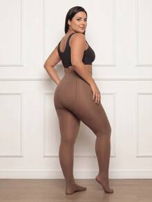 Plus Size Translucent Brown Stockings - Mocha Brown - View 3
