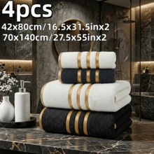 Bộ 4 món - 2 khăn tay và 2 khăn tắm, khăn và áo choàng tắm 300GSM, bộ sản phẩm cao cấp, bộ quà tặng khăn tắm và áo choàng tắm sang trọng, chất liệu polyester satin lông cừu san hô dày dặn, nhanh khô và thấm hút tốt, mềm mại và thân thiện với da, kích thước 42cmx80cm + 70cmx140cm - Nhiều màu - Xem 2
