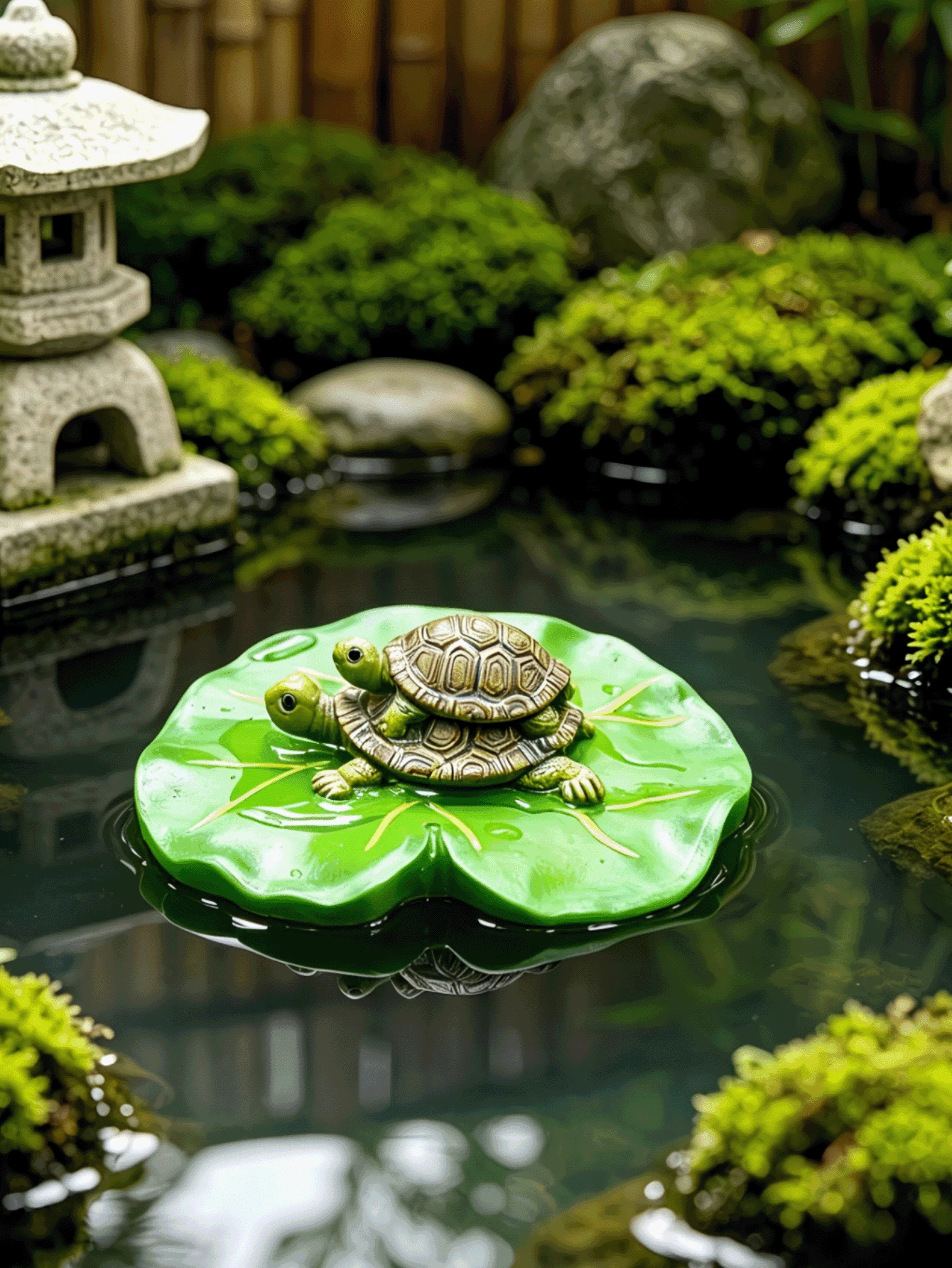 独特的花园装饰,漂浮在荷叶上的迷你池塘花园青蛙摆件,非常适合花园池塘、阳台池塘装饰,适合家庭花园、阳台、庭院装饰,是户外爱好者的绝佳礼物。 - 多款 - 查看 1