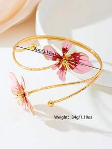 1pc Fashion Vacation Style Ocean Starfish Armband Bracelet, Adjustable Open Design Unique Personalized Bracelet For Women - Pink - View 6