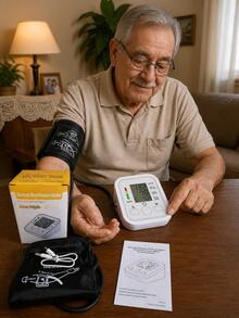 Upper Arm Blood Pressure Monitor With LED Display And Voice Prompts In Spanish, Multiple Measurement Modes - ALPS-GRAY - View 1
