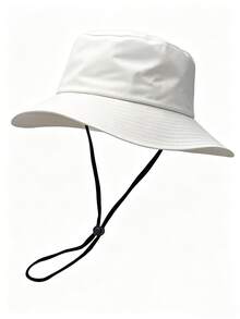 1 pieza Sombrero de cubo con cordón de unicolor unisex, sombrero de sol ligero y de moda para viajes al aire libre, senderismo y uso casual, adecuado para todas las edades, con protección UV para el verano - Multicolor - Ver 3