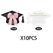Decoraciones para la fiesta de graduación 2026, tarjeta de felicitación con forma de birrete de graduación de doble cara con lazo rosa - A - Ver 9