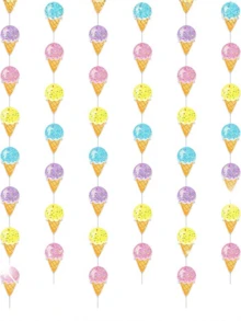 6件套冰淇淋主题生日派对装饰，粉彩横幅，适用于糖果乐园冰淇淋主题生日派对、婴儿派对、婚礼派对等场合。 - 多色 - 查看 1