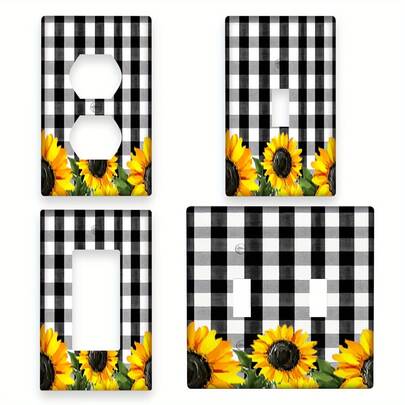 1pc 1-Gang/2-Gang Sunflower Light Switch Panel Decorative Wall Plate, Suitable For Home, Bedroom And Kitchen