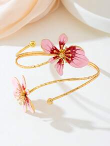 1pc Fashion Vacation Style Ocean Starfish Armband Bracelet, Adjustable Open Design Unique Personalized Bracelet For Women - Pink - View 4