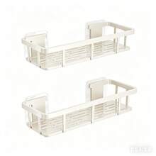 1/2pcs Wall-Mounted Bathroom Shelf, Thick & Large Capacity, Durable Plastic Material, No Drilling Installation, Adhesive Bathroom Organizer Rack, Hanging Storage Shelf For Bathroom & Kitchen, Space-Saving, Easy To Install, Suitable For Storing Toiletries, Cosmetics And Daily Necessities, Applicable To Toilet, Bathroom, Vanity, Shower Area - Multicolor - View 13