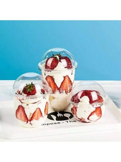 30/20/10pcs U-Shaped Drink Cups With Lids, 250ml/360ml/500ml 3 Sizes - Heat-Resistant Mousse Cake Cups Suitable For Layered Cakes, Party Desserts - Suitable For Cold Drinks, Juices, Smoothies, Ice Cream, Iced Coffee, Milkshakes And Cold Beverage Cafes, Parties, Outdoor Activities, Christmas