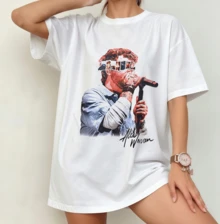 AlexWarre Colorful Live Performance T-Shirt | 2026 European Tour Oversize Fan Shirt White - White - View 10