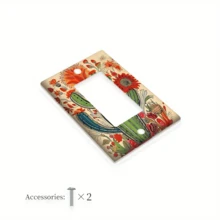 1pc 1-Gang/2-Gang Decorative Power Socket Plate With Succulent Cactus Floral Design, Wall-Mounted Light Switch Socket Cover Suitable For Rustic Bedroom Decor - Multicolor - View 12