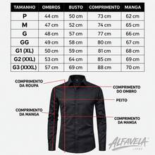 Camisa Social Manga Longa Masculina para Trabalho e Dia a Dia Leve e Confortável Verão - Preto - Visão 7