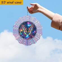 1件3D“宇宙中翩翩起舞的彩色蝴蝶”装饰艺术品,10英寸*10英寸,带旋转挂钩,360° DIY创意风力驱动动态家居花园装饰(不含吊坠),款式随机 - 多色 - 查看 6