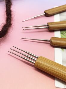 Bộ 4 kim móc cán tre, 0.5mm/0.75mm, loại một/hai/ba ngạnh, thích hợp để tết tóc dreadlock, làm tóc giả và sử dụng tại salon/nhà. - 4 kim móc - Xem 6