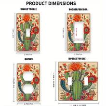 1pc 1-Gang/2-Gang Decorative Power Socket Plate With Succulent Cactus Floral Design, Wall-Mounted Light Switch Socket Cover Suitable For Rustic Bedroom Decor - Multicolor - View 2