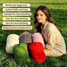 35oz/1000g, Chunky Super Bulky Chenille Yarn, Soft Fluffy Polyester Yarn For Arm Knitting, Handmade Craft Project For Blankets Rugs Pet Bed - 彩色 - 查看 2