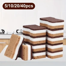 Bộ 5/10/20/40 miếng bọt biển tảo biển 3 lớp, bọt biển rửa chén, bọt biển nhà bếp cao cấp, bọt biển lau chùi bền bỉ không làm trầy xước, siêu thấm hút, dụng cụ vệ sinh, khăn lau, bàn chải vệ sinh nhà bếp. - Nhiều màu - Xem 10