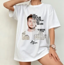AlexWarre Lyrics Portrait Design T-Shirt | 2026 European Tour Oversize Fan Shirt White - 白色 - 查看 7